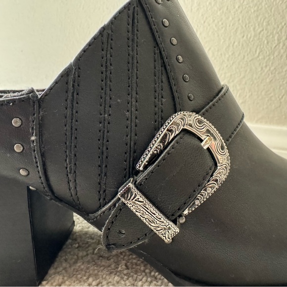 Seychelles Moto Western Mule Bootie Leather Black Sz 9.5 - Picture 2 of 6